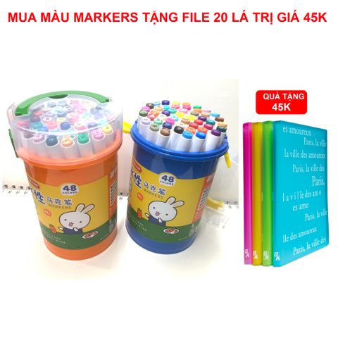 Bút màu Marker 48 màu RUI 6798-48 - Tặng file 20 lá