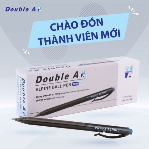 [TẶNG 6 BÚT CÙNG LOẠI] Hộp 12 Bút bi Double A Alpine DBP-507-BB ngòi 0.7mm - Mực xanh