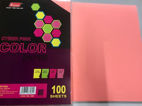 Bìa Màu Dạ Quang A4 100 Tờ ĐL160gsm - Cyber Pink