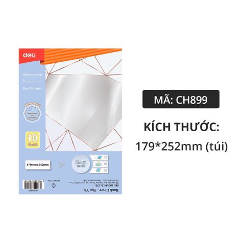 [MUA 3 TẶNG 1] Tập 10 Bọc vở Deli CH899 (bọc cho vở có Kích thước: 179 x 252mm)