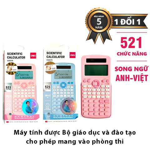 [Sơn Tùng M-TP x DELI] Máy tính Deli D580VN (521 tính năng như CASIO fx-580VN X) - Tặng 10 bút bi hoặc file 20 lá