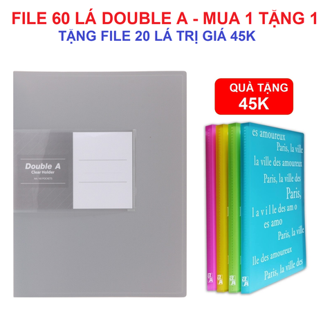 [Chính Hãng] File 60 lá cao cấp Double A màu ghi - Mua 1 tặng 1