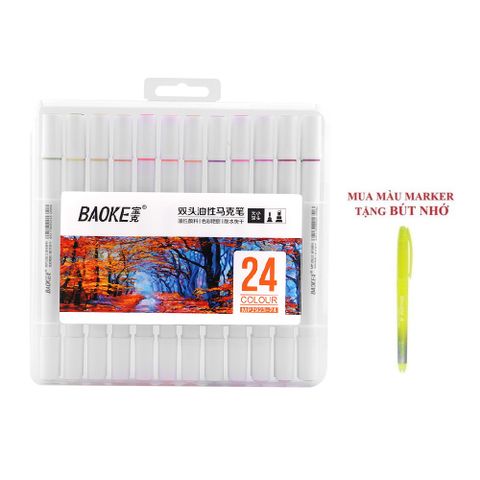 Bút màu Marker 24 màu Baoke MP2923-24 (Tặng bút nhớ dòng)
