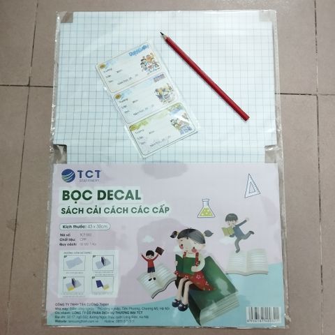 Tập 10 tờ Decal bọc sách vở size 43x30cm TCT032 - Tặng bút chì + nhãn vở (Bọc cho sách vở có kích thước 19x26.5cm)