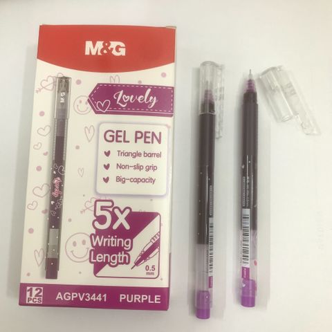 Bút gel M&G AGPV3441 ngòi 0.5mm - Mực tím, Viết tới 2.000m, siêu êm trơn