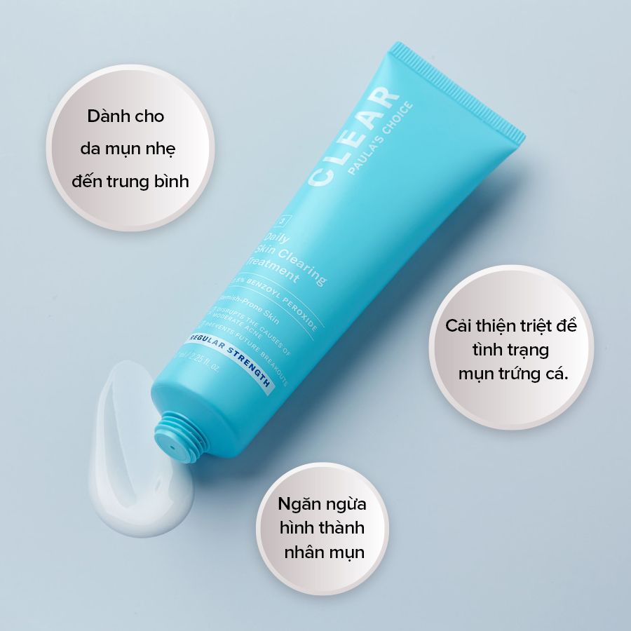 Kem trị mụn viêm, mụn bọc - Paula's Choice Clear Regular Strength Daily Skin Clearing Treatment 2.5% Benzoyl Peroxide