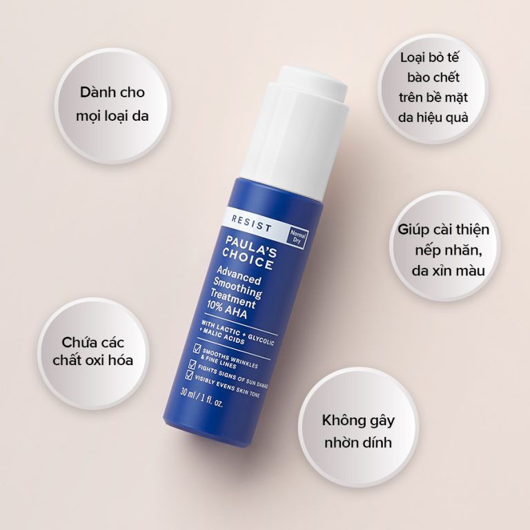 Tinh chất tẩy tế bào chết chuyên sâu làm mềm mượt da - Paula's Choice RESIST Advanced Smoothing Treatment 10% AHA (30ml)