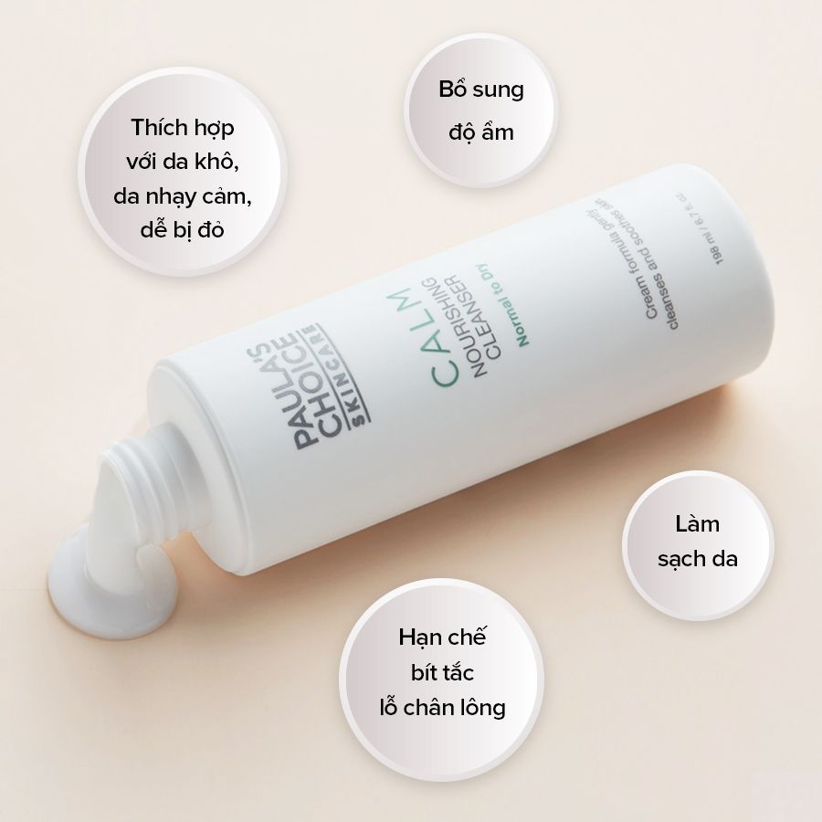 Sữa rửa mặt dịu nhẹ cho da khô nhạy cảm - Paula's Choice CALM Redness Relief Cleanser For Normal to Dry Skin (198ml)