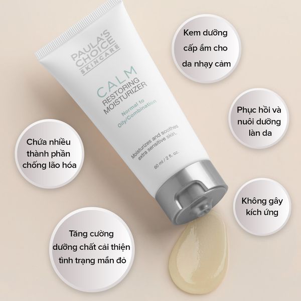  Kem dưỡng ẩm phục hồi cho da dầu nhạy cảm - Paula's Choice CALM Redness Relief Moisturizer For Nomal To Oily Skin (60ml) 