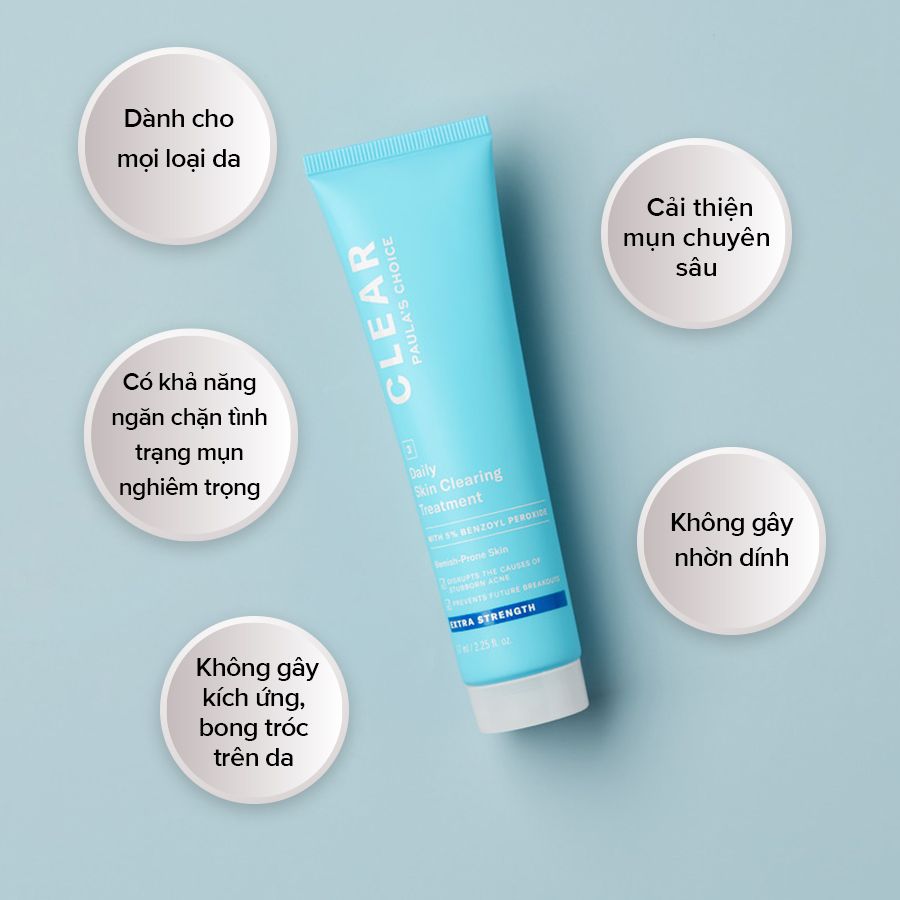 Kem làm giảm mụn sưng viêm nhanh mạnh - Paula's Choice Clear Extra Strength Daily Skin Clearing Treatment with 5% Benzoyl Peroxide