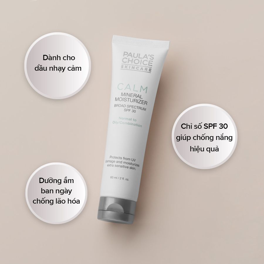 Kem chống nắng dưỡng ẩm cho da dầu nhạy cảm - Paula's Choice CALM Mineral Moisturizer SPF 30 For Normal to Oily Skin (60ml)