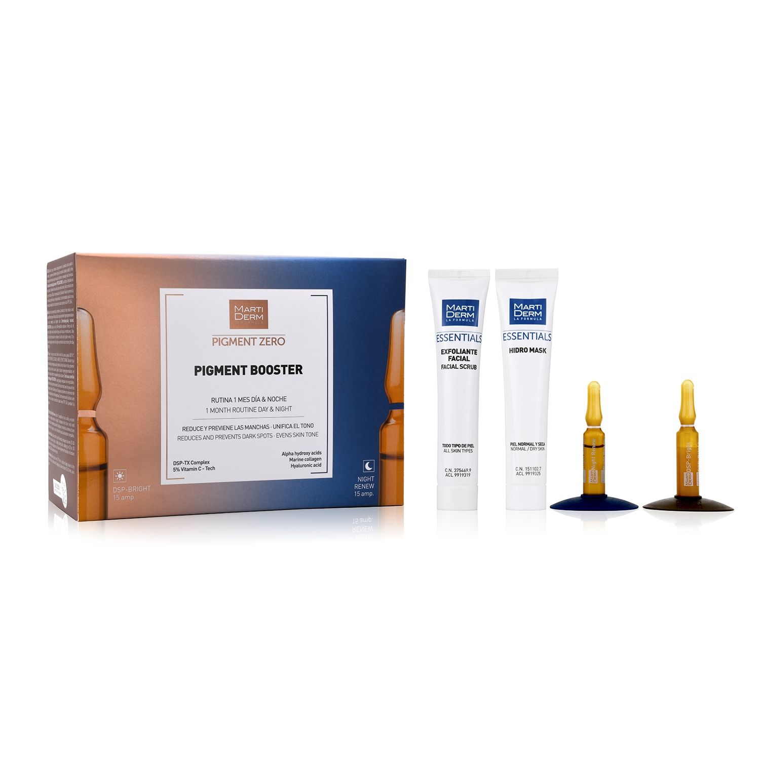 Bộ Sản Phẩm Dưỡng Da Ngày Đêm Làm Sáng & Mờ Đốm Sắc Tố - MartiDerm Pigment Zero Pigment Booster