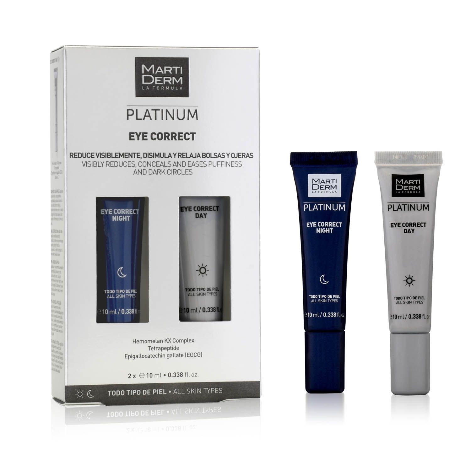 Bộ Kem Dưỡng Mắt Ngày & Đêm Giảm Bọng Mắt, Quầng Thâm - MartiDerm Platinum Eye Correct (2 x 10ml)