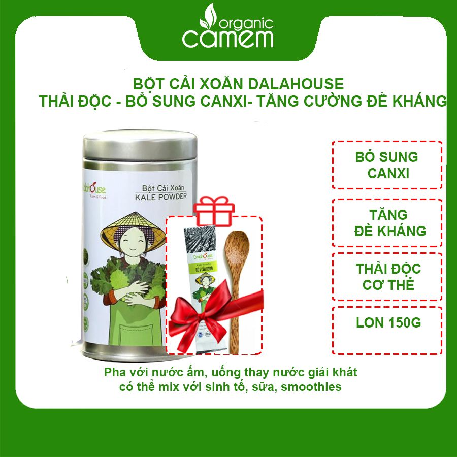  BỘT CẢI XOĂN KALE DALAHOUSE BỔ SUNG CANXI TĂNG ĐỀ KHÁNG THẢI ĐỘC PHÒNG NGỪA UNG THƯ  - KALE150G 