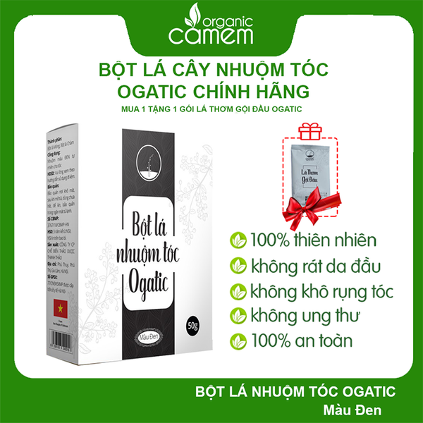  THUỐC NHUỘM TÓC BẠC THẢO DƯỢC NHUỘM ĐEN AN TOÀN NHUỘM TẠI NHÀ BỘT LÁ NHUỘM TÓC OGATIC MÀU ĐEN 