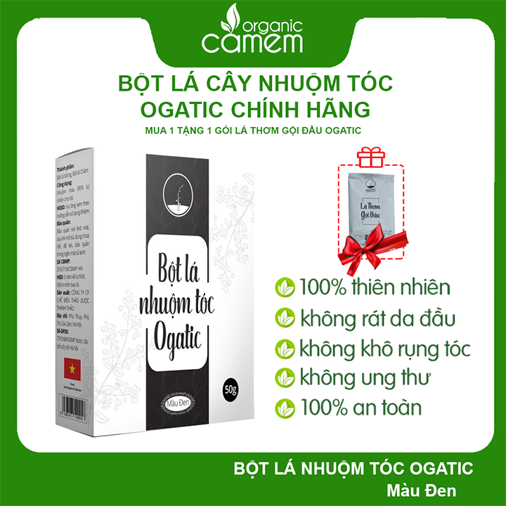  THUỐC NHUỘM TÓC BẠC THẢO DƯỢC NHUỘM ĐEN AN TOÀN NHUỘM TẠI NHÀ BỘT LÁ NHUỘM TÓC OGATIC MÀU ĐEN 