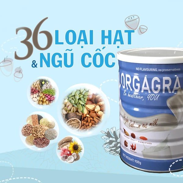 Sữa hạt thuần chay Orgagrain - SỮA HẠT cho người ăn Chay - Sữa 36 loại hạt cao cấp - Lon 900g