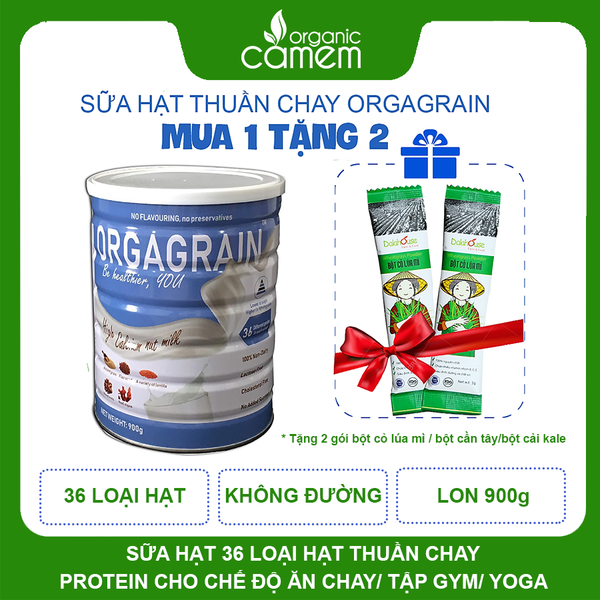  Sữa hạt thuần chay Orgagrain - SỮA HẠT cho người ăn Chay - Sữa 36 loại hạt cao cấp - Lon 900g 
