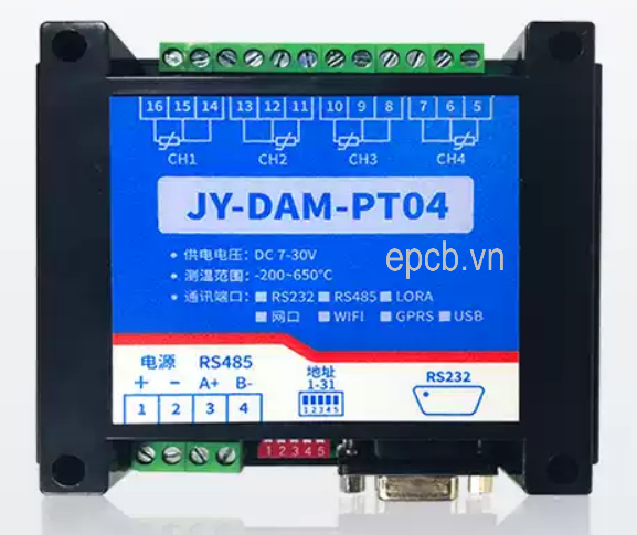 Module đọc nhiệt độ PT100 sang RS485 DAM-PT04