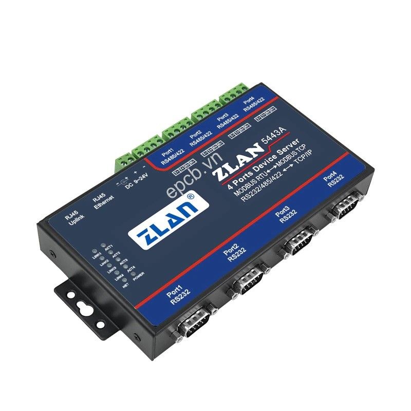 ZLAN5443A - Bộ chuyển đổi 4 cổng RS485/RS232/RS422 sang Ethernet