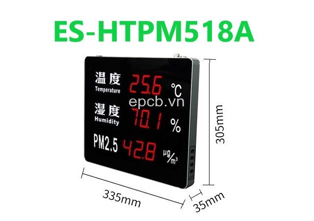 Đồng hồ Led nhiệt độ độ ẩm và chất lượng không khí ES-HTPM518