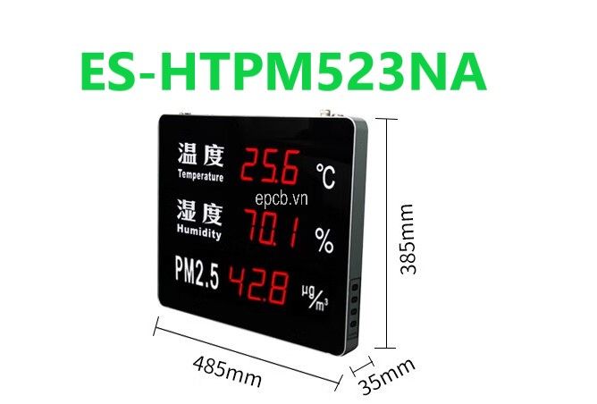 Đồng hồ Led nhiệt độ độ ẩm và chất lượng không khí ES-HTPM518