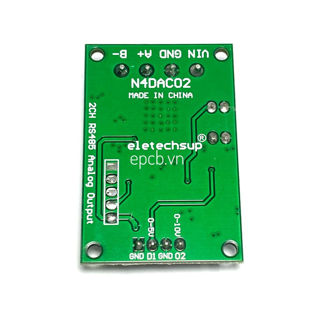 Mạch DAC 2 kênh ( 0-5VDC & 0-10VDC) RS485 Modbus RTU kết nối PLC (N4DAC02)