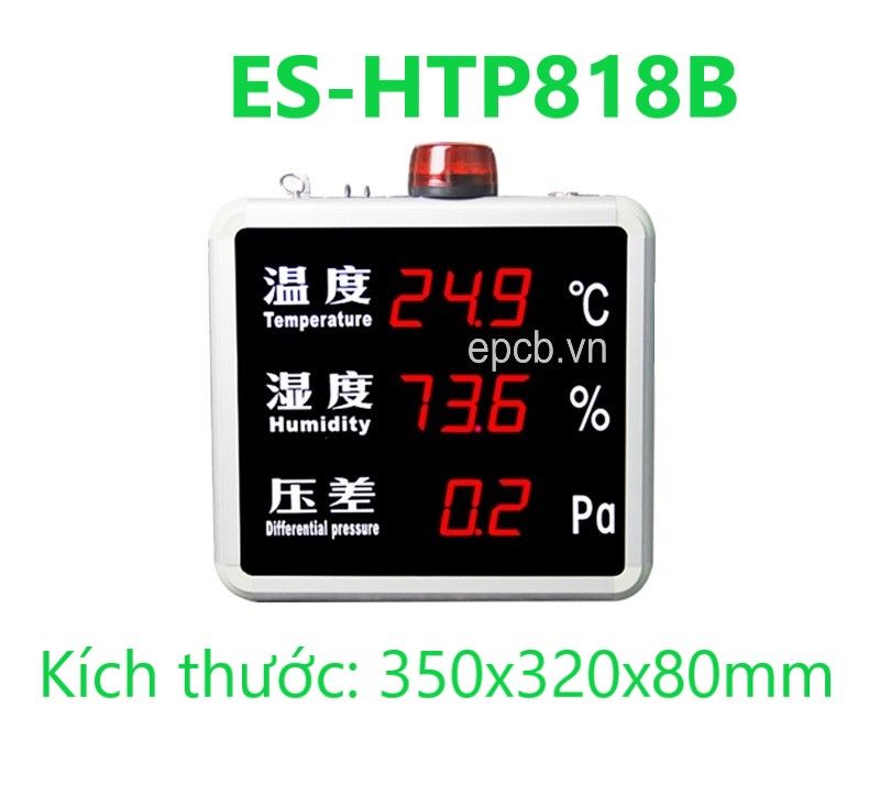 Đồng hồ Led nhiệt độ độ ẩm áp suất tích hợp cảnh báo ES-HTP818