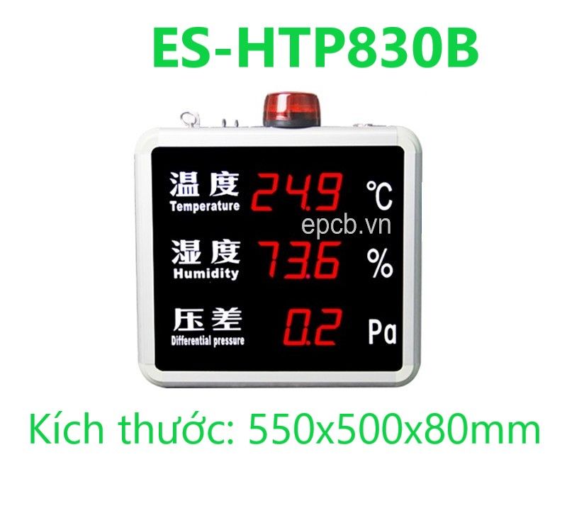 Đồng hồ Led nhiệt độ độ ẩm áp suất tích hợp cảnh báo ES-HTP818