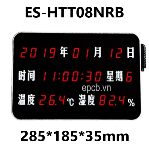 Đồng hồ Led hiển thị ngày giờ nhiệt độ và độ ẩm ES-HTRC-HTT08
