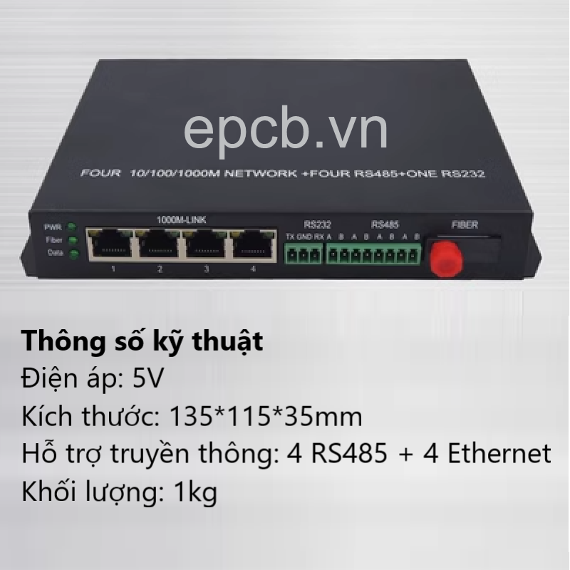 Bộ chuyển đổi RS485 sang Quang và Ethernet Model RS485-FIB-ETH-01