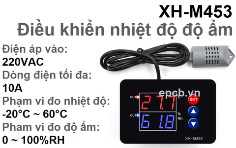 Bộ điều khiển nhiệt độ, độ ẩm hiển thi led XH-M453