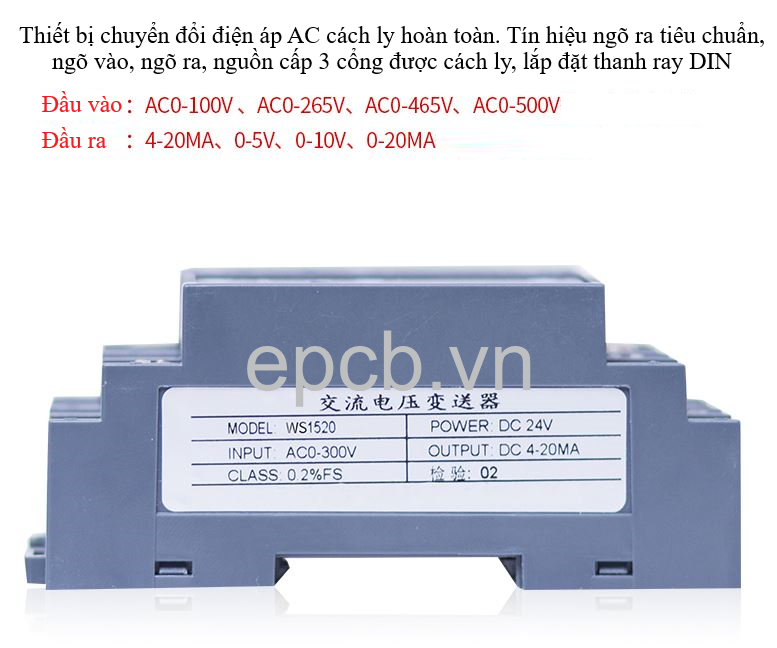 Bộ chuyển đổi điện áp xoay chiều AC sang 4-20mA | 0-10V