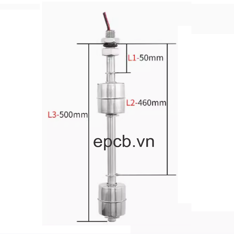 Cảm biến mức nước dạng phao thép không gỉ chịu nhiệt độ cao FL-01