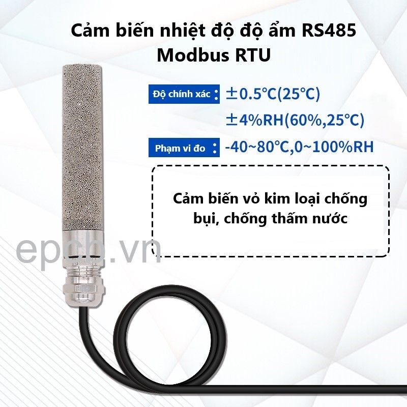 Cảm biến nhiệt độ, độ ẩm RS485 Modbus RTU ES-TH-03 ( Vỏ Kim Loại )