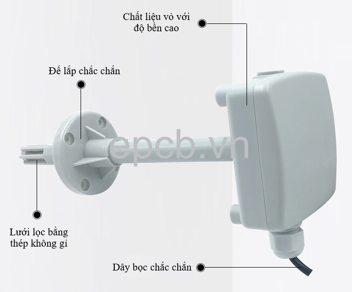 Cảm biến nhiệt độ độ ẩm đường ống ES-TH-AD-01 ( RS485 | 4-20mA | 0-10V )