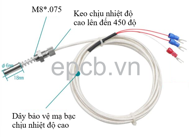 Dây cảm biến nhiệt độ PT100 WZPM-201 M8*0.75