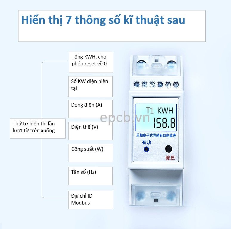 Đồng hồ đo điện 1 pha 3 pha đa năng hỗ trợ điều khiển bật tắt RS485