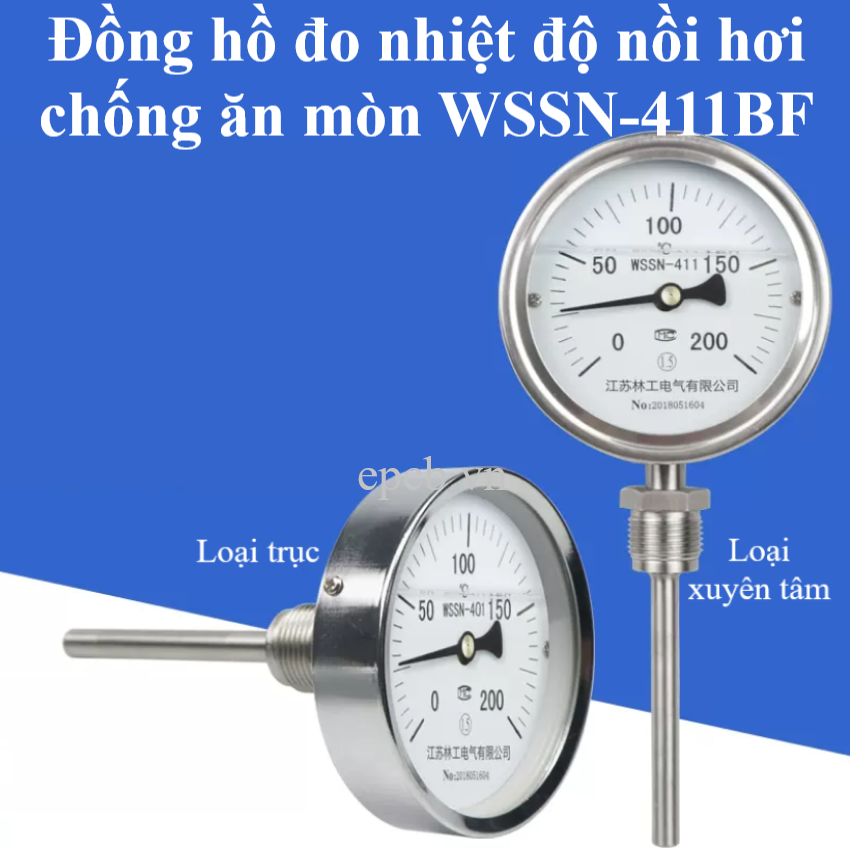 Đồng hồ đo nhiệt độ nồi hơi chống ăn mòn WSSN-411BF