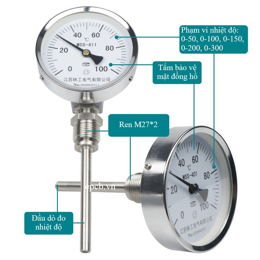 Đồng hồ đo nhiệt độ thermometer WSS-311/411/511