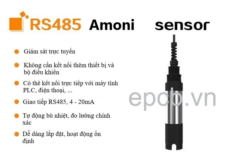 Cảm biến đầu dò đo Amoni NH4 nước ES-NH4-WT-01 (RS485 & 4-20mA)