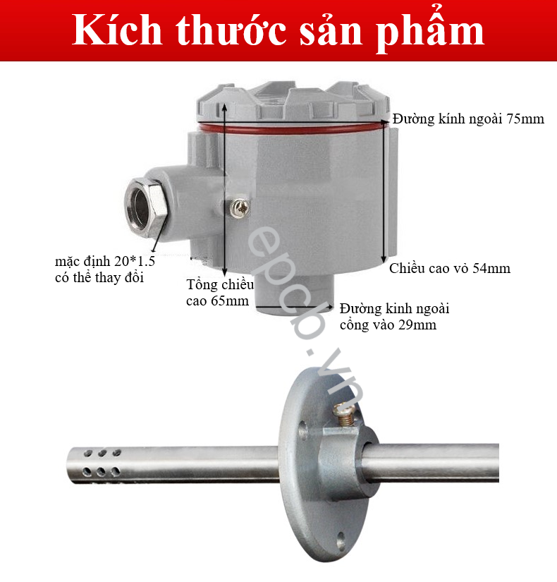 Cảm biến nhiệt độ độ ẩm đường ống chịu nhiệt độ cao ES-TH-AD-03 (RS485 | 4-20mA | 0-10V)