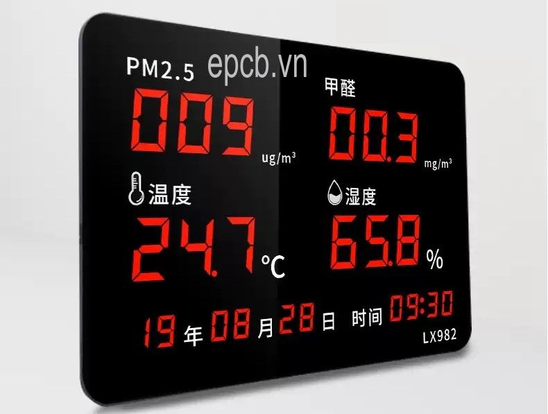 Đồng hồ Led hiển thị ngày giờ nhiệt độ độ ẩm độ bụi khí HCHO ES-LX982