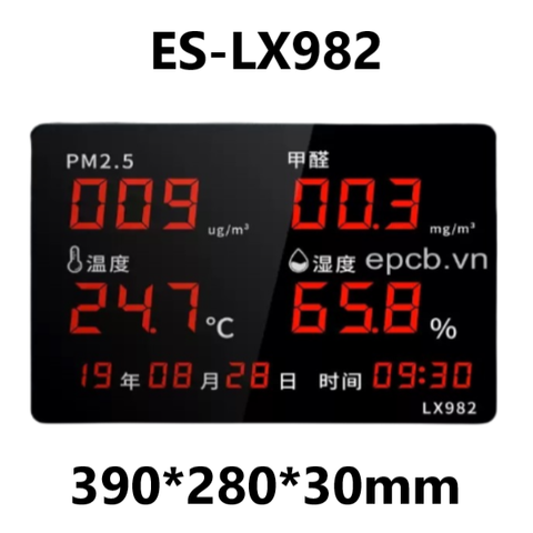 Đồng hồ Led hiển thị ngày giờ nhiệt độ độ ẩm độ bụi khí HCHO ES-LX982