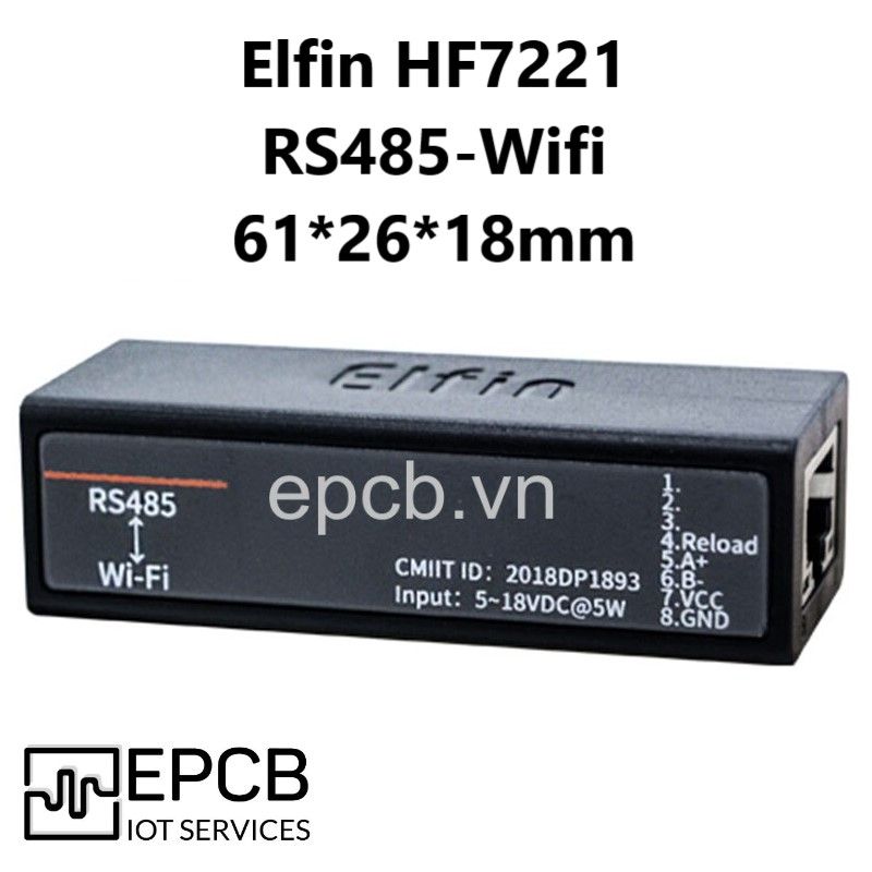 Bộ chuyển đổi tín hiệu RS485 Modbus RTU sang WiFi Elfin HF7221