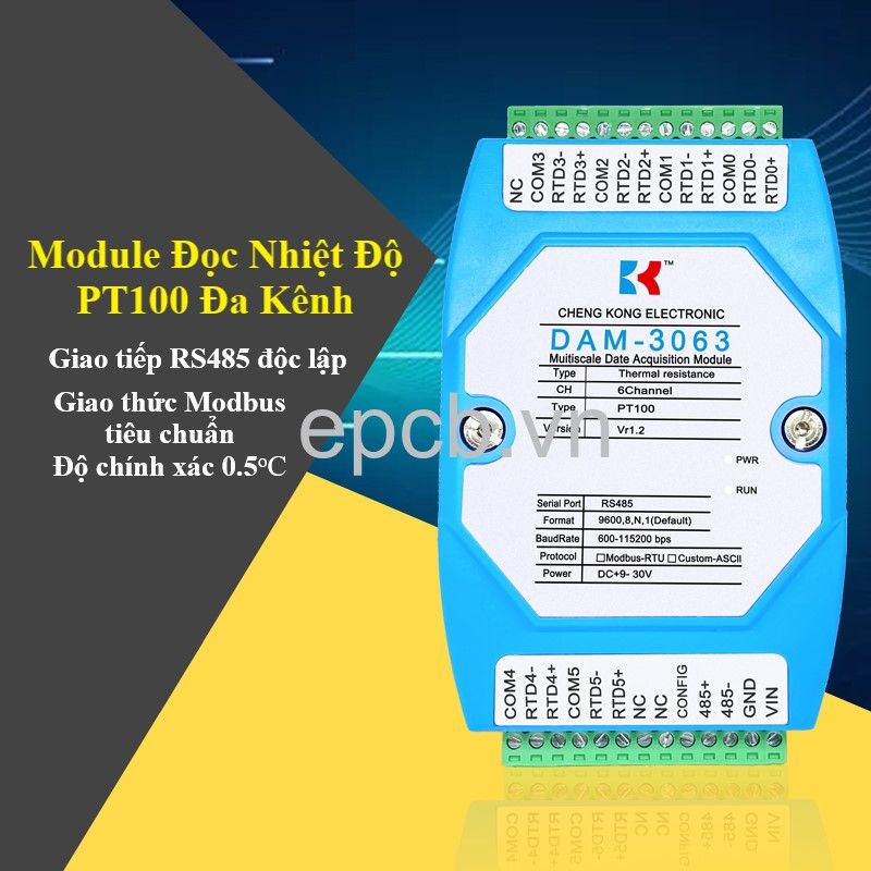 Module đọc nhiệt độ PT100 đa kênh ngõ ra RS485 Modbus RTU