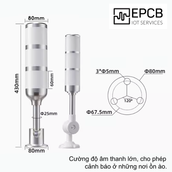 Đèn LED tích hợp 3 màu cảnh báo nhấp nháy máy CNC 24V