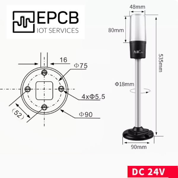 Đèn LED 3 màu cảnh báo chống cháy nổ máy CNC 24V