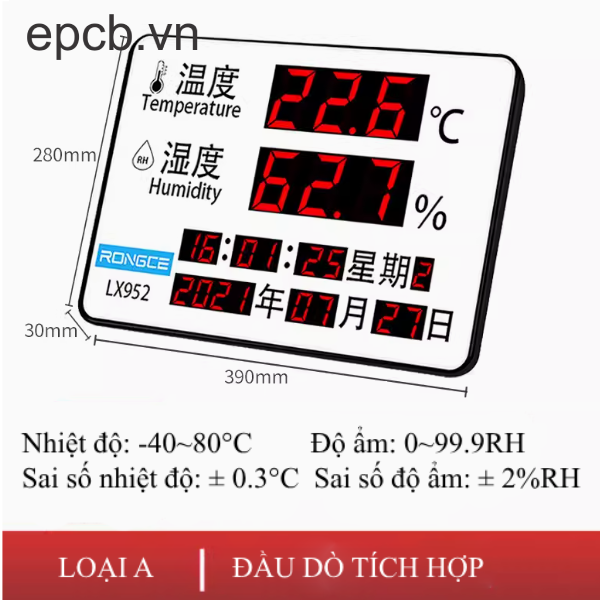 Đồng hồ hiển thị nhiệt độ độ ẩm và thời gian EP-LX952