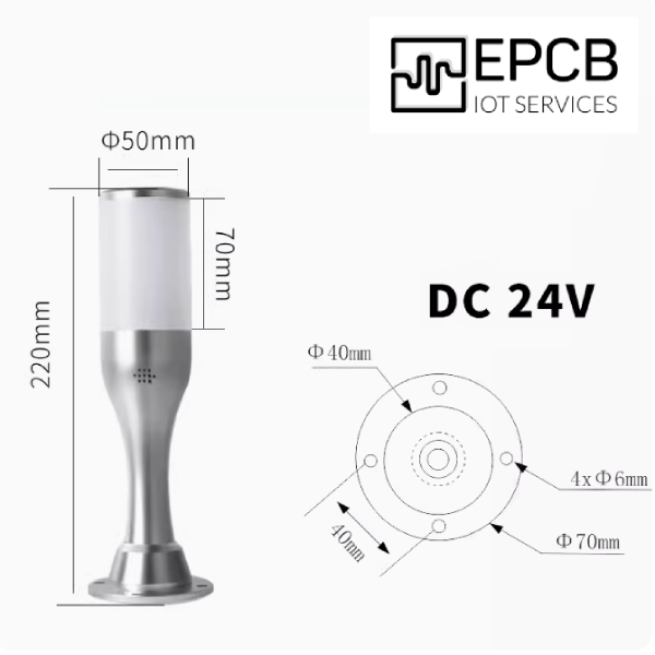 Đèn LED cảnh báo 3 màu hợp kim cảnh báo máy CNC 24V